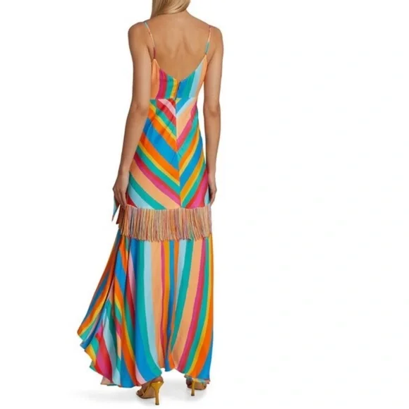NWT farm rio striped scarf wrap maxi dress in rainbow - Picture 4 of 11